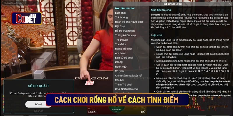 Cách chơi rồng hổ về cách tính điểm