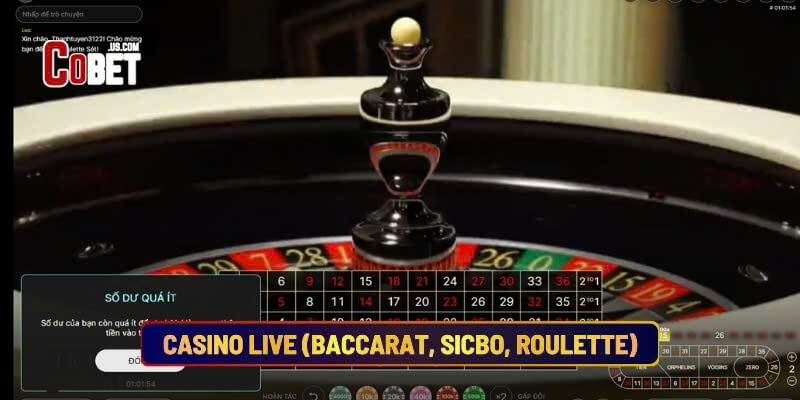 Casino Live (Baccarat, Sicbo, Roulette)