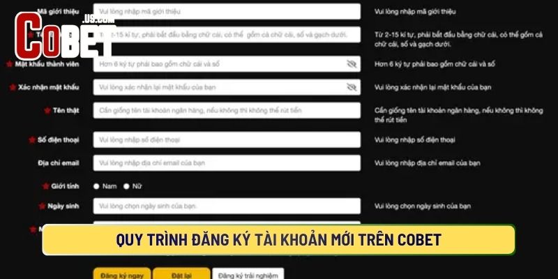 Cách đăng ký tài khoản trên COBET nhanh chóng